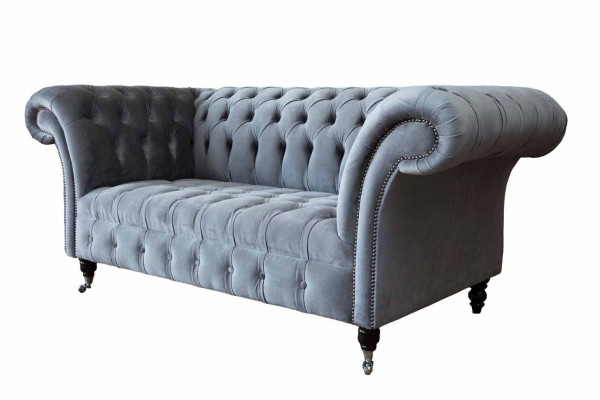 Chesterfield Sofa 3 Seater Luxury Couch Living room Sofas Gray Fabric Sofa