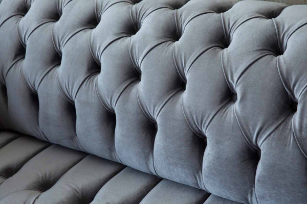 Chesterfield Sofa 3 Seater Luxury Couch Living room Sofas Gray Fabric Sofa