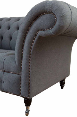 English Chesterfield Office Seat Furniture Furnishings Sofa Couch 2 Seat Textile