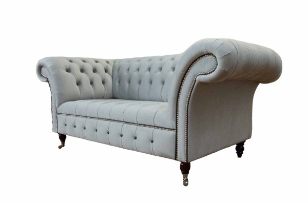 Chesterfield Couch Upholstery Furniture Two-seater Gray Couches Sofas Leather