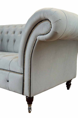 Chesterfield Couch Upholstery Furniture Two-seater Gray Couches Sofas Leather