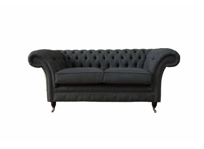 Chesterfield Sofa 2 Seater Couch Upholstery Fabric Couches Gray Textile new