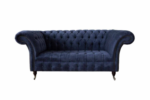 Chesterfield Design Sofa Couch 2 Seater Upholstery Blue Sofas Couches new