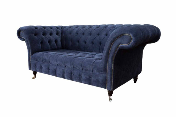 Chesterfield Design Sofa Couch 2 Seater Upholstery Blue Sofas Couches new