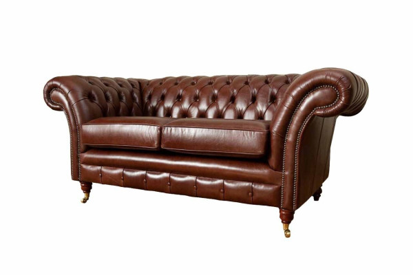 Chesterfield Couch Upholstery Leather Sofas Couches Brown Two-seater new