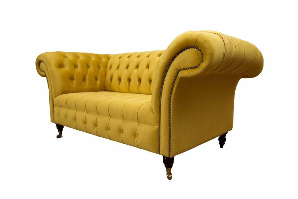 Chesterfield Couch Sofa Upholstery 2 Seater Living room Couches Seat Yellow