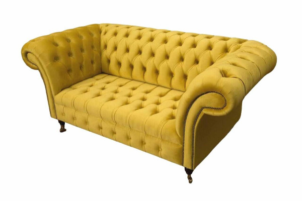 Chesterfield Couch Sofa Upholstery 2 Seater Living room Couches Seat Yellow