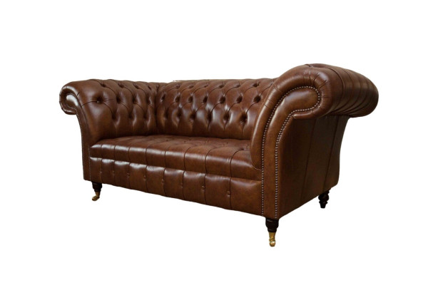 Luxury Sofa 2 Seater Sofas Brown Leather Design Furniture Style Upholstery new