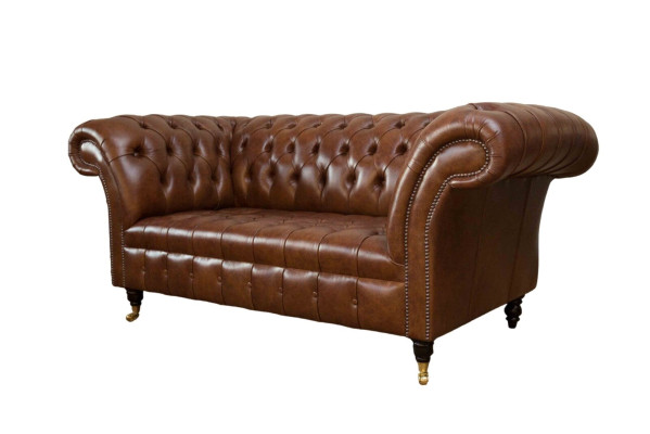 Luxury Sofa 2 Seater Sofas Brown Leather Design Furniture Style Upholstery new
