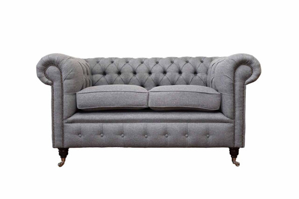 Chesterfield Office Seat Furniture Furnishings Sofa Couch 2 Seat Textile Gray