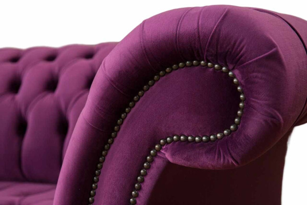 English Chesterfield Office Seat Furniture Furnishings Sofa Couch 2 Seat Purple