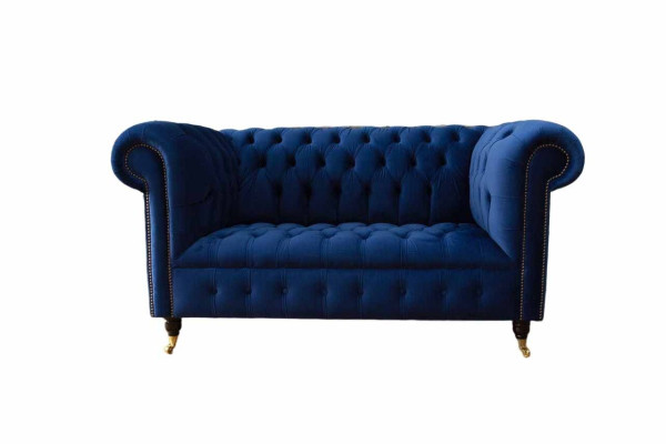 Chesterfield Office Seat Furniture Furnishings Sofa Couch 2 Seat Textile Blue