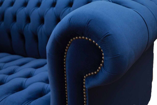 Chesterfield Office Seat Furniture Furnishings Sofa Couch 2 Seat Textile Blue