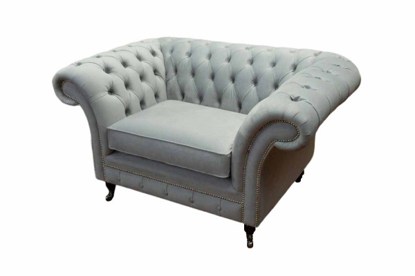 Armchair Upholstery Sofa Textile Chesterfield Couches 1 Seater Single Seater Gray
