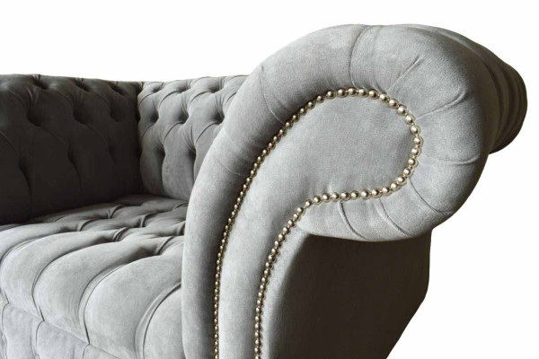 Gray Chesterfield Wing Chairs Gray Armchair Couch Fabric Sofa Living room