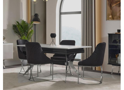 Dining area Dining room Dining table Chairs Table Modern 7-piece Black Extendable