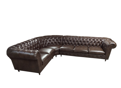 Chesterfield Corner sofa L-shape Sofa Brown Luxury Furniture Couch Corner suite