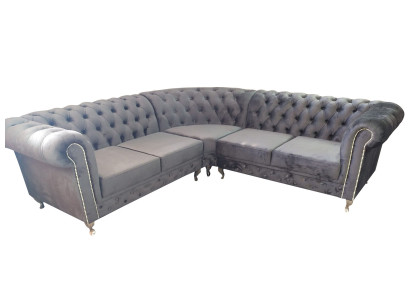 Chesterfield L-shape Corner sofa Couch Design Upholstery Textile Sofa Corner Couches