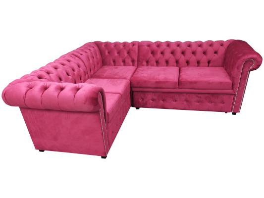 Luxury Corner sofa L-shape Chesterfield Sofa Textile Pink Couch Modern Sofas