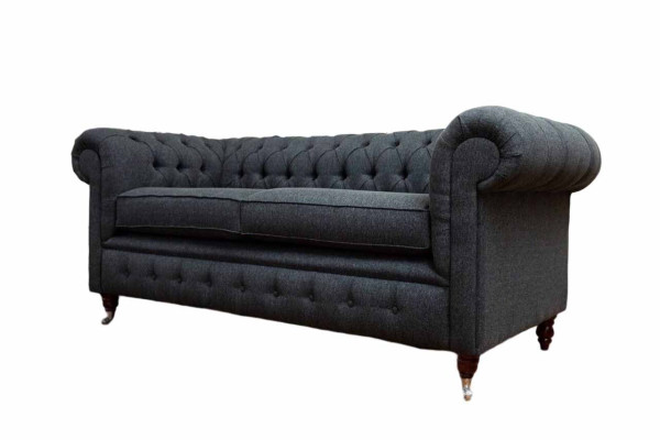 Chesterfield Couch Upholstery Furniture Two-seater Couches Sofas Fabric Gray