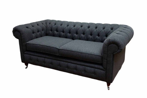 Chesterfield Couch Upholstery Furniture Two-seater Couches Sofas Fabric Gray