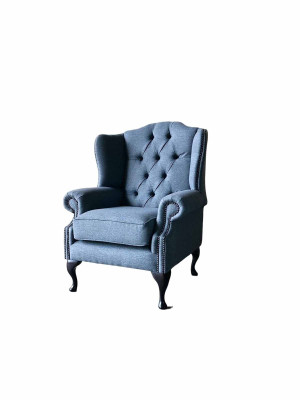 Armchair 1 Seat Textile Lounge Luxury Upholstery Wing Chair Single Seater Design 1