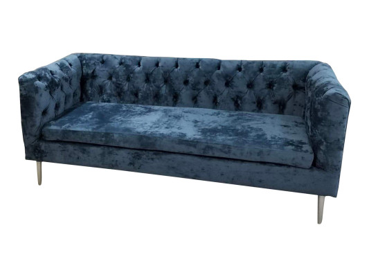 Luxury Chesterfield Sofa 3 Seater Couch Textile Modern Sofas Blue Turkis