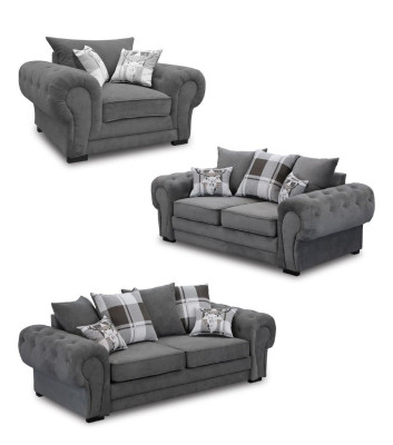 Sofa set 3+2+1 Chesterfield-Furniture Living room Textile in Italian style