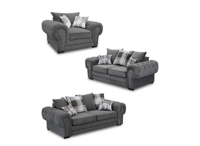 Sofa set 3+2+1 Chesterfield-Furniture Living room Textile in Italian style