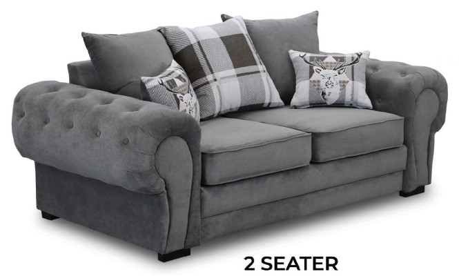 Sofa set 3+2+1 Chesterfield-Furniture Living room Textile in Italian style