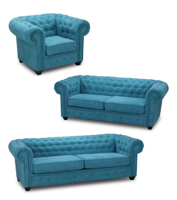 Chesterfield Sofa set Couch Upholstery Furniture Set Suite 3+2+1 Turquoise