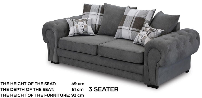Three Seater Couch Upholstery Furniture Velvet Couch Fabric Sofa 224cm Couches