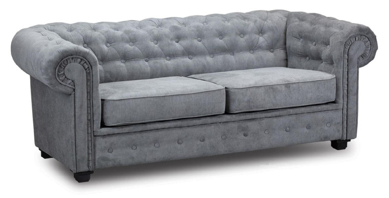Gray Chesterfield Couch Upholstery Furniture Two-seater Couches Sofas Fabric Textile