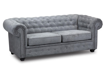 Gray Chesterfield Couch Upholstery Furniture Two-seater Couches Sofas Fabric Textile