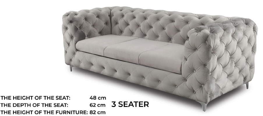 Three Seater Chesterfield Couch Upholstery Furniture Living room Furnishings