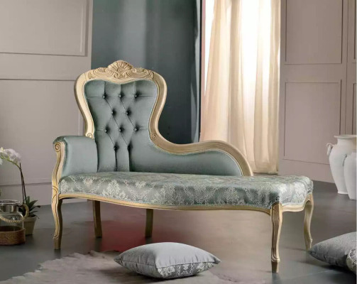 Luxury Furniture Chaise Longue Living room Classic r Design Textile Upholstery