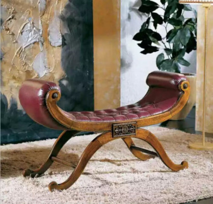 Brown Bench seat Classic r Stool Antil style seat furniture upholstered bench Fabric