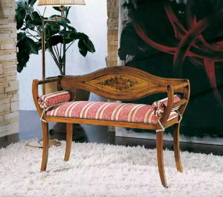 Elegant handmade bench seat with decorative backrest