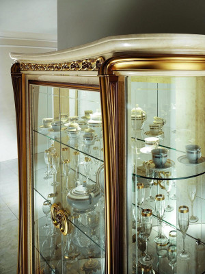 Display case Showcases Wardrobe Glass cabinet Living room Shelf Rococo Baroque Real Wood