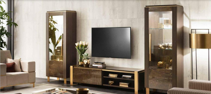 Living room furniture set designer living room sideboard 2x display case 3 pieces.