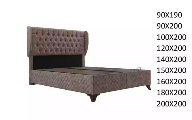 Bed Chesterfield Beds for Bedroom Textile 180x200cm incl. Mattress