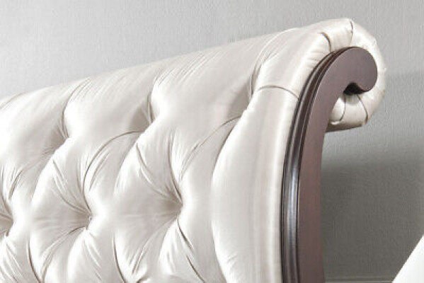 Chesterfield Bed Beds Double bed Marriage bed Italian Furniture Wood Leather Textile