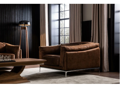 Armchair in Brown Modern Style Medium Padded Luxurious Comfortable Single Seater