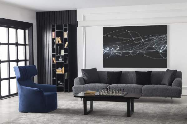 Armchair in Blue Single Seater Modern Style Medium Soft Luxurious Upholstery Furniture