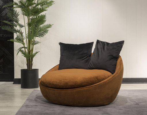 Round Armchair Relax Chair Upholstery Single Seater Couch Furniture Padded Round