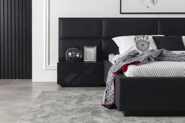 Luxury Bedside table with glass fronts Black Side table Bedside tables Hotel