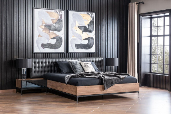 Luxury Bedside table with glass fronts Brown Side table Bedside tables Hotel