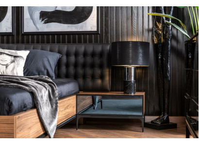 Luxury Bedside table with glass fronts Brown Side table Bedside tables Hotel