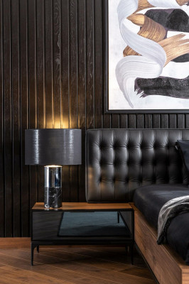Luxury Bedside table with glass fronts Brown Side table Bedside tables Hotel