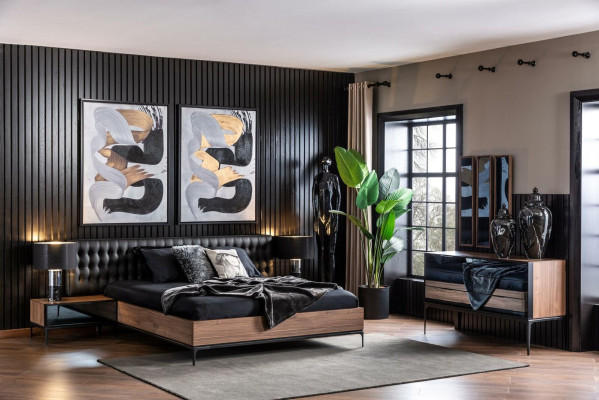 Luxury Mirror Set of 3 Narrow Mirror with Brown Frame Wall Mirror 3 Pieces